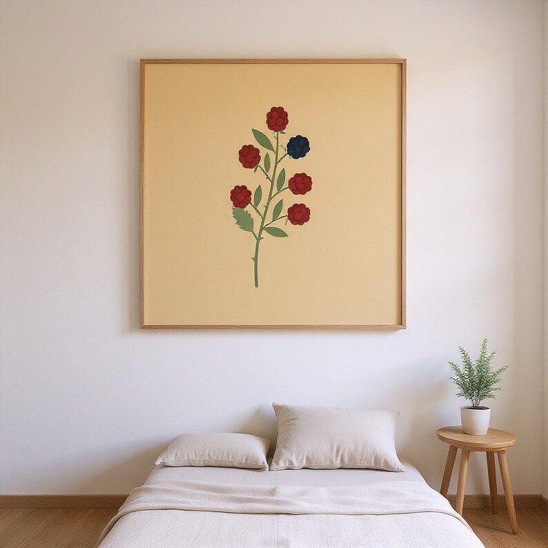 Blackberry Bramble Printable Wall Art | Digital Download, Boho Botanical Print, English Hedgerow Collection image 1