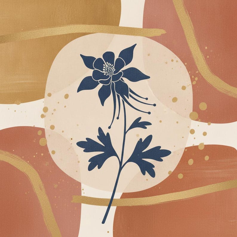 Colorado Columbine Printable Wall Art | Colorado State Flower Digital Download, Boho Botanical Print image 2