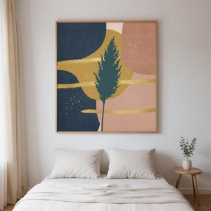Lámina decorativa de hierba de la Pampa / Arte mural botánico abstracto estilo boho, decoración boho color crema para sala de estar / Colección Golden Hour imagen 3