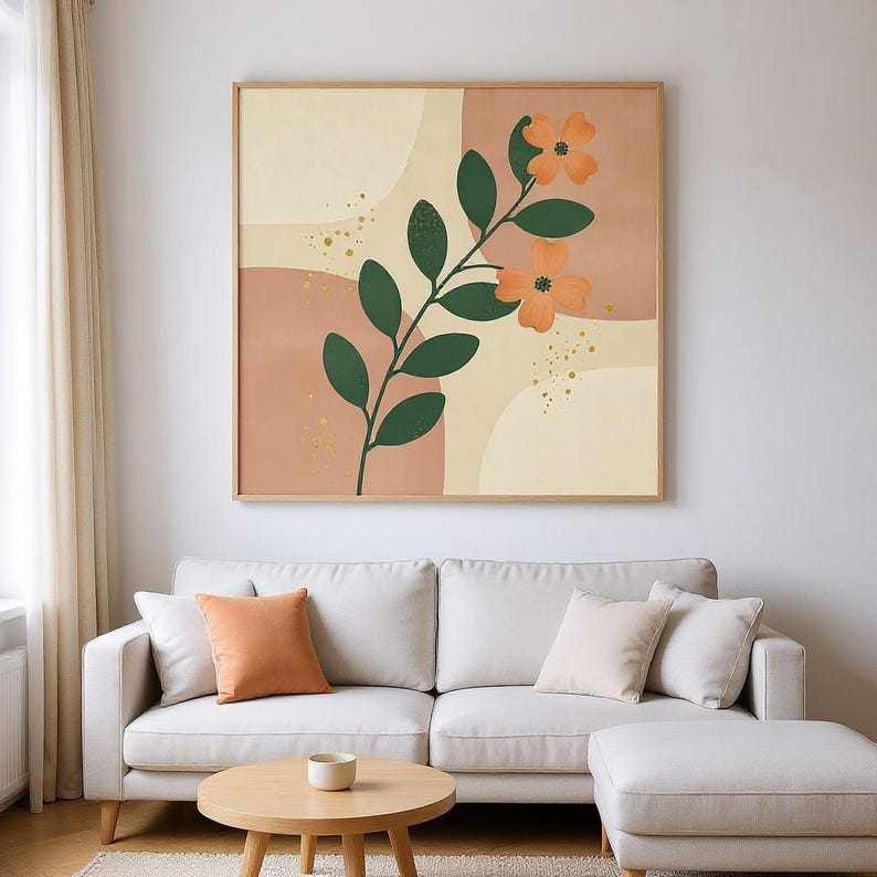Virginia Dogwood Poster Print | Virginia State Flower Wall Art, Abstract Boho Botanical Decor, Living Room image 1