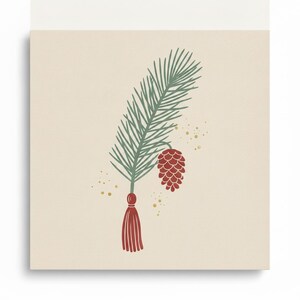 White Pine Cone & Tassel Poster Print | Maine State Flower Wall Art, Abstract Boho Botanical Decor, Living Room image 2