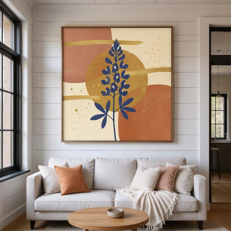 Texas Bluebonnet Poster Print | Texas State Flower Wall Art, Abstract Boho Botanical Decor, Bedroom image 5