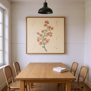 Cherry Blossom Branch Poster Print | Abstract Boho Botanical Wall Art, Dusty Pink Bedroom Decor | Spring Blossom Collection image 6