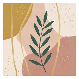 Olive Branch Poster Print | Abstract Boho Botanical Wall Art, Dusty Pink Bedroom Decor | Mediterranean Grove Collection image 2