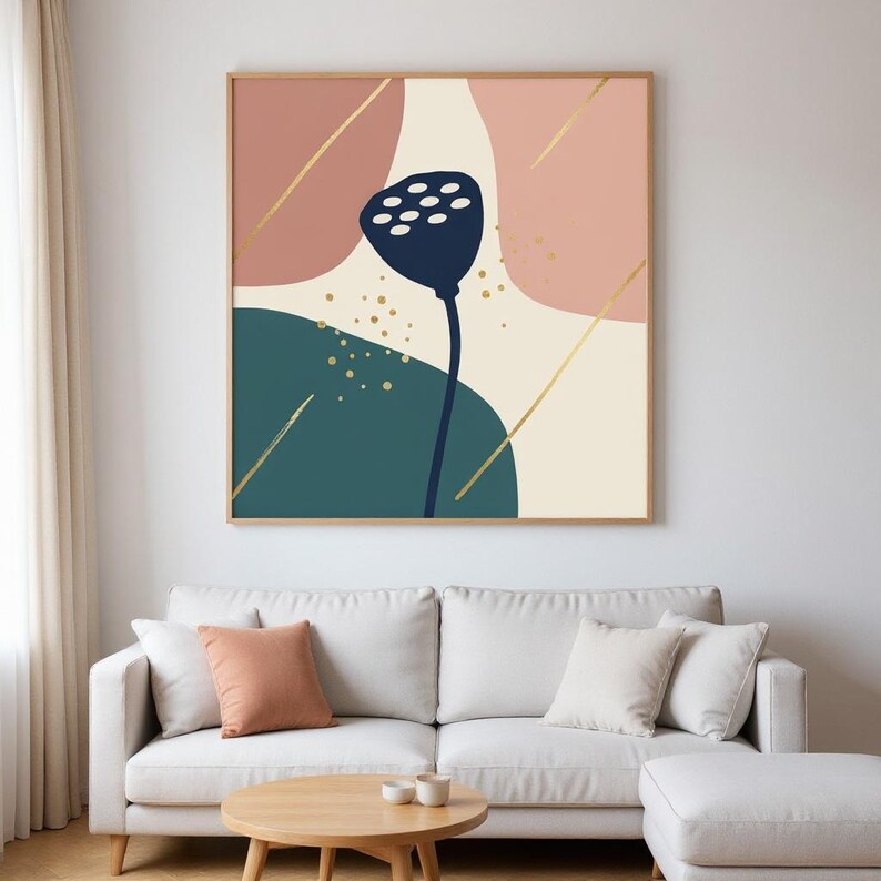 Lotus Seed Pod Poster Print | Abstract Boho Botanical Wall Art, Terracotta Bedroom Decor | Quiet Botanicals Collection image 4