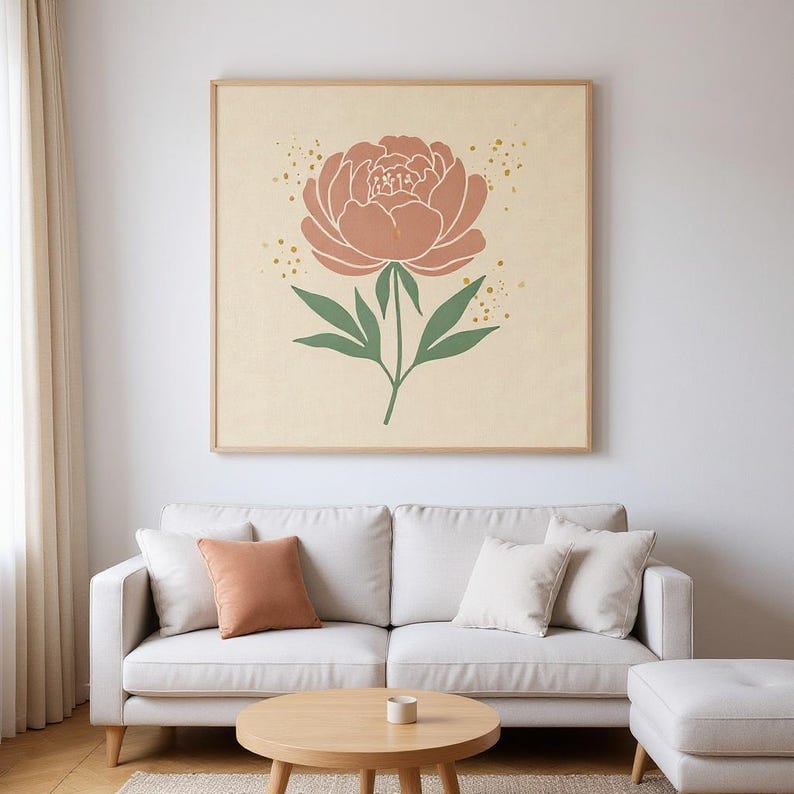 Peony Printable Wall Art | Digital Download, Boho Botanical Print, Spring Blossom Collection image 4
