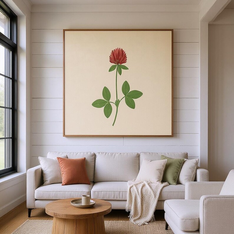 Red Clover Printable Wall Art | Vermont State Flower Digital Download, Boho Botanical Print image 5