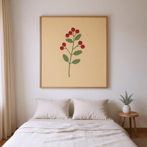Rowan Berry Poster Print | Abstract Boho Botanical Wall Art, Oxblood Red Living Room Decor | English Hedgerow Collection image 3