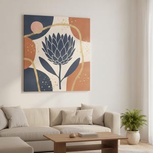 Protea Botanical Wall Art Print, Abstract Boho Canvas for Living Room, Desert Boho Art Decor | Desert Bloom Collection image 4