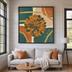 Dahlie Poster | Abstrakte Botanische Wandkunst, Terrakotta Schlafzimmer Dekor | Mittsommer-Kollektion Bild 5