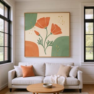 California Golden Poppy Printable Wall Art | California State Flower Digital Download, Boho Botanical Print image 5
