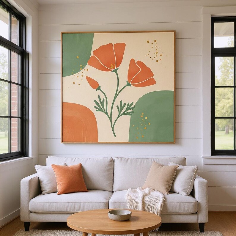 California Golden Poppy Printable Wall Art | California State Flower Digital Download, Boho Botanical Print image 5