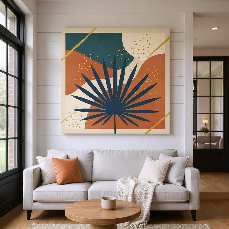 Lámina decorativa botánica "Palmera viajera", lienzo abstracto estilo boho para dormitorio o sala de estar, decoración tropical boho / Colección Tropical Botanica imagen 5