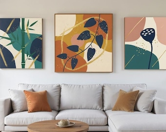 Set de 3 láminas decorativas "Botánica Tranquila" / Paquete de láminas imprimibles para pared, descarga digital