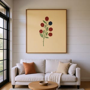 Blackberry Bramble Botanical Wall Art Print, Abstract Boho Canvas for Bedroom, Moss Green Decor | English Hedgerow Collection image 5