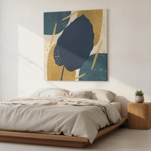 Stampa su poster con foglia di calathea / Arte murale botanica astratta in stile boho, arredamento mediterraneo per camera da letto / Collezione Mediterranean Grove immagine 3