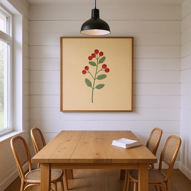 Printbare muurdecoratie met lijsterbesmotief | Digitale download, boho botanische print, Engelse heggencollectie afbeelding 6