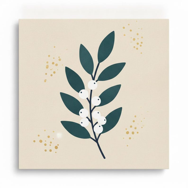 Snowberry Branch Printable Wall Art | Digital Download, Boho Botanical Print, Winter Grove Collection image 2