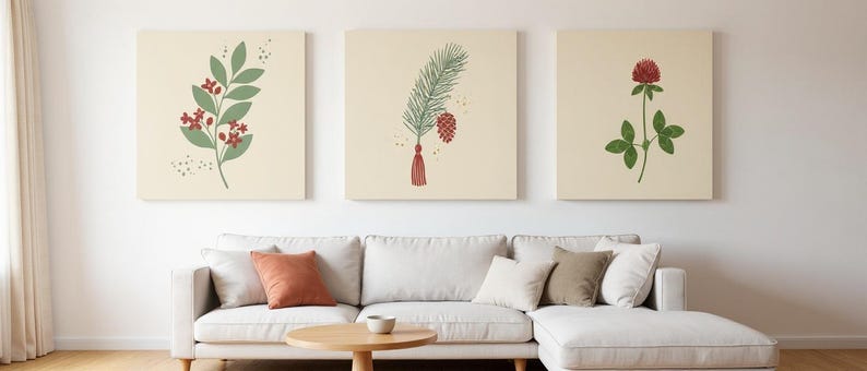 White Pine Cone & Tassel Poster Print | Maine State Flower Wall Art, Abstract Boho Botanical Decor, Living Room image 7