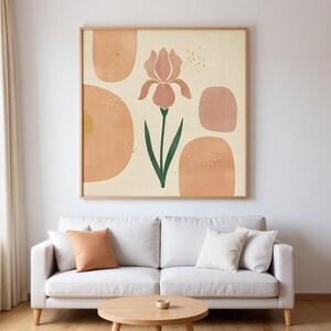 Tennessee Iris Wall Art Print | Tennessee State Flower Canvas, Abstract Boho Botanical Decor, Dusty Pink Bedroom Art image 4