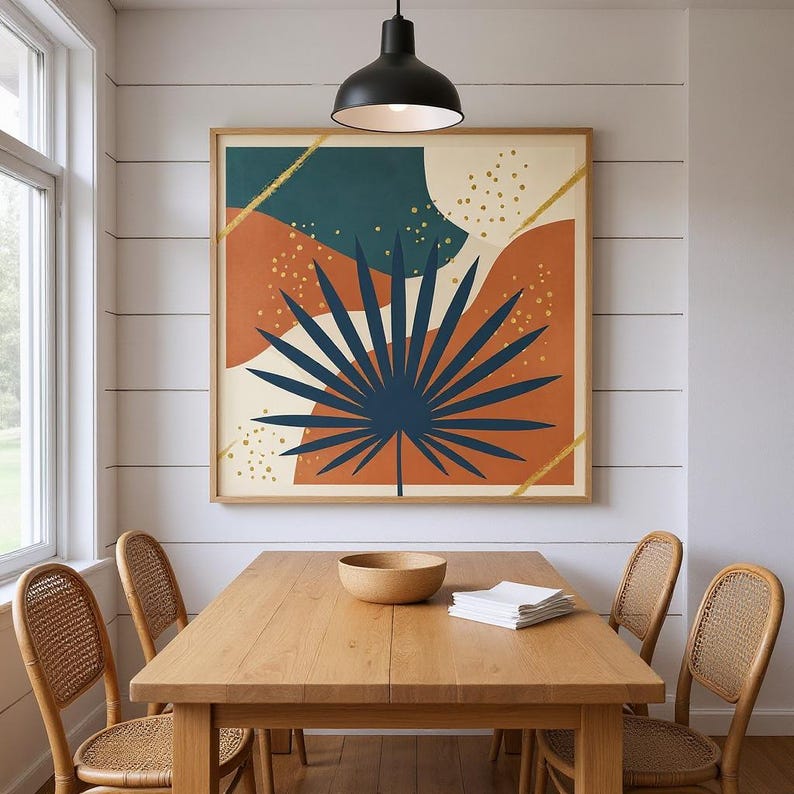 Lámina decorativa botánica "Palmera viajera", lienzo abstracto estilo boho para dormitorio o sala de estar, decoración tropical boho / Colección Tropical Botanica imagen 6