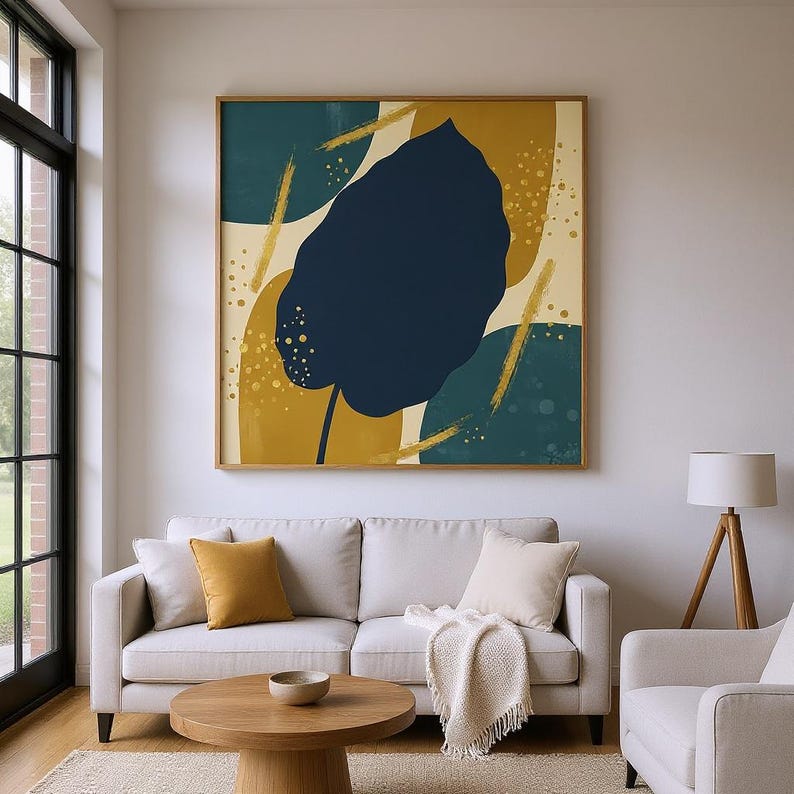 Stampa su poster con foglia di calathea / Arte murale botanica astratta in stile boho, arredamento mediterraneo per camera da letto / Collezione Mediterranean Grove immagine 5