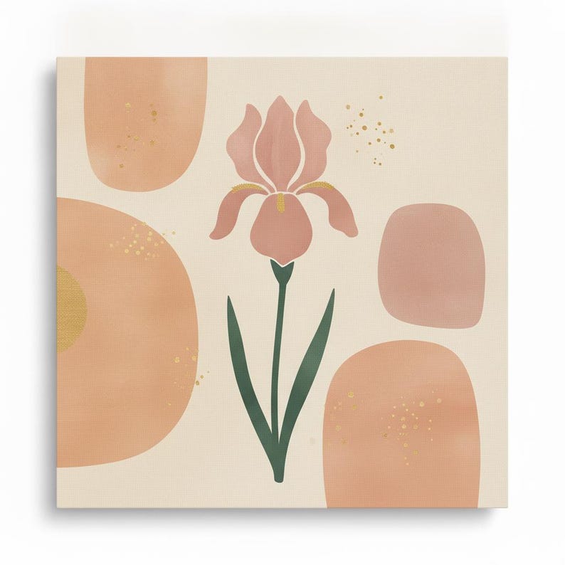 Southern Belles State Flowers Set of 3 | Abstract Boho Canvas Prints, Botanical Wall Art Gallery Set, Dusty Pink Decor image 3