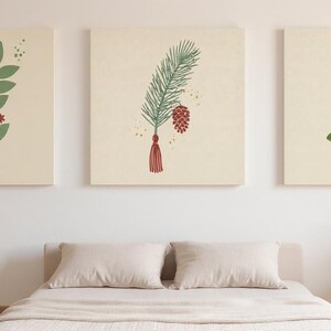 New England State Flowers Set of 3 | Abstract Boho Canvas Prints, Botanical Wall Art Gallery Set, Sage Green Decor image 6