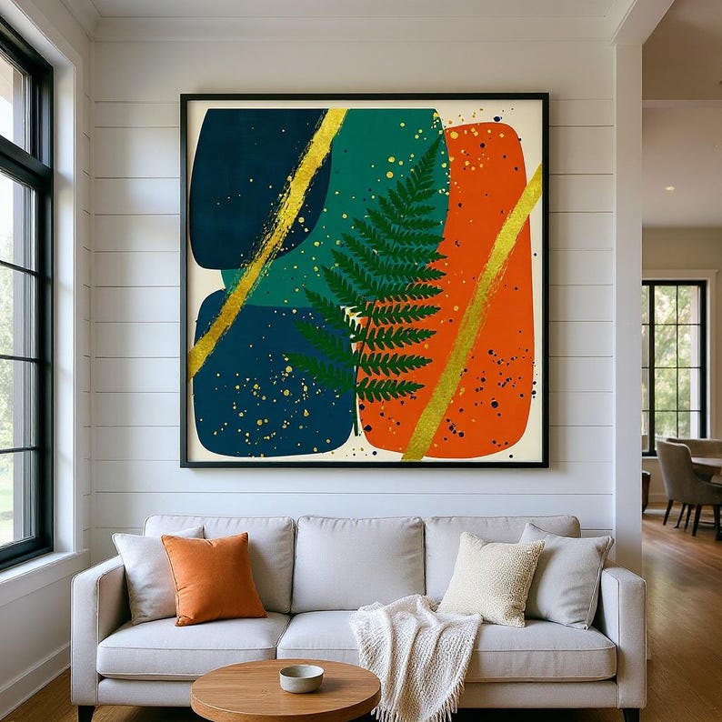 Fern Frond Poster Print | Abstract Boho Botanical Wall Art, Emerald Green Bedroom Decor | Emerald Botanicals Collection image 5