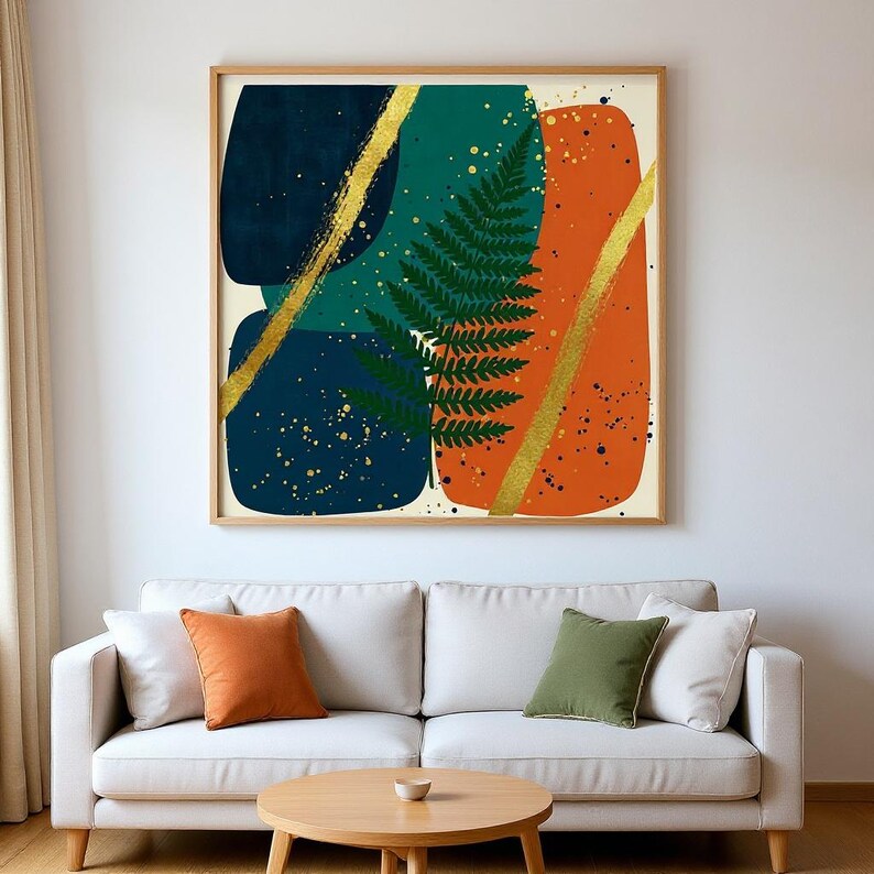 Fern Frond Poster Print | Abstract Boho Botanical Wall Art, Emerald Green Bedroom Decor | Emerald Botanicals Collection image 4