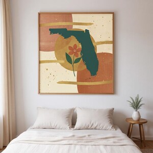 Florida Orange Blossom Poster Print | Florida State Flower Wall Art, Abstract Boho Botanical Decor, Living Room image 3