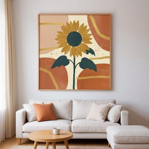 Sunflower Printable Wall Art | Digital Download, Boho Botanical Print, Midsummer Collection image 4