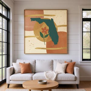 Florida Orange Blossom Poster Print | Florida State Flower Wall Art, Abstract Boho Botanical Decor, Living Room image 5