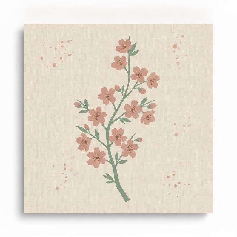 Cherry Blossom Branch Printable Wall Art | Digital Download, Boho Botanical Print, Spring Blossom Collection image 2