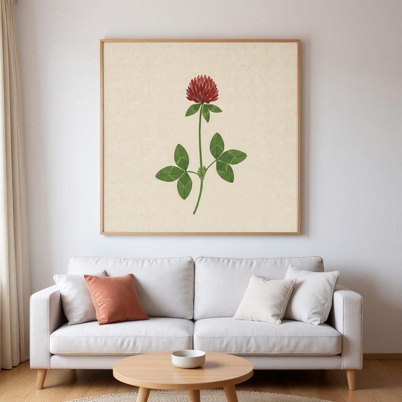 Red Clover Poster Print | Vermont State Flower Wall Art, Abstract Boho Botanical Decor, Bedroom image 4