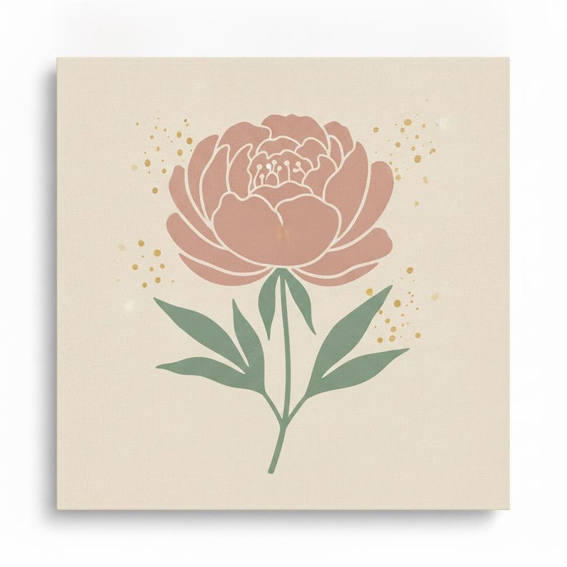 Peony Printable Wall Art | Digital Download, Boho Botanical Print, Spring Blossom Collection image 2