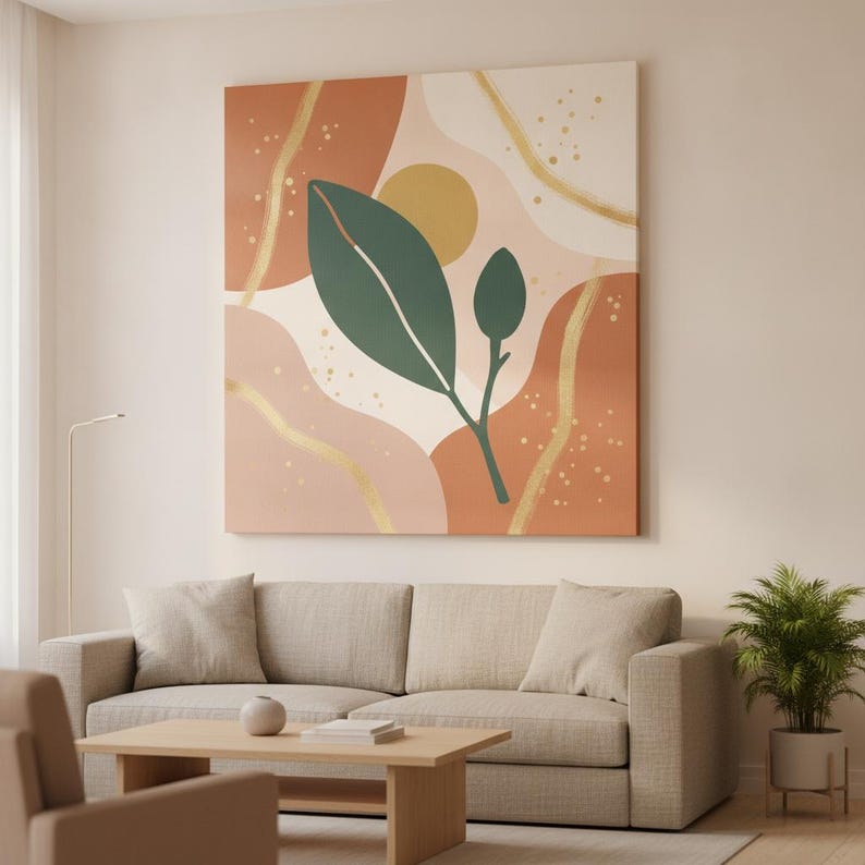 Lámina decorativa imprimible de rama de magnolia / Descarga digital, Estampado botánico bohemio, Colección Bosque Mediterráneo imagen 4