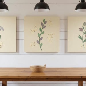 First Thaw Set of 3 Botanical Canvas Prints, Abstract Boho Wall Art Gallery Set for Living Room, 3 Piece Print Set image 5