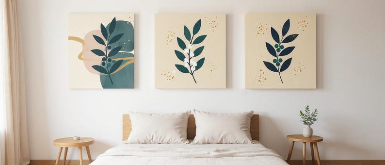Snowberry Branch Poster Print | Abstract Boho Botanical Wall Art, Teal Leaf Art Living Room Decor | Winter Grove Collection image 7