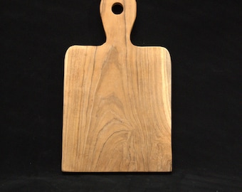 Tagliere in legno massello di teak / 30 x 18 cm, ideale per preparare e servire i cibi in cucina.