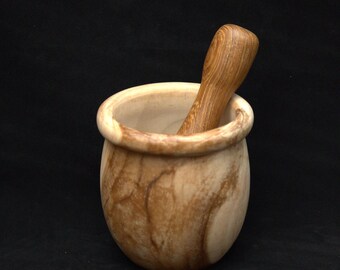 Set mortaio e pestello in legno massello di teak / Macina spezie tradizionale da 13 cm