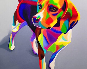 Colorful Beagle Dog Art Print by Amanda Norman – Abstract Pet Portrait