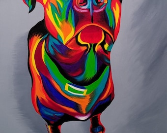 Colorful Dog Art Print: Whimsical Canine Portrait by Amanda Norman