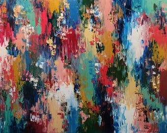 English Flower Garden #3 contemporary abstract original oil painting on canvas 24x30 by Amanda Norman