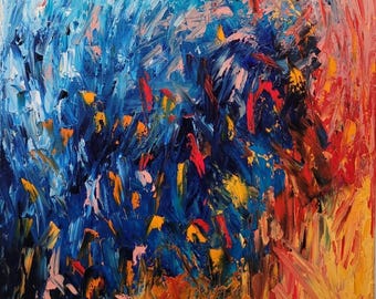 Sparks Ignite contemporary abstract oil painting original on canvas 16x20 by Amanda Norman