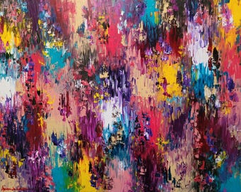 English Flower Garden #4 contemporary abstract original oil painting on canvas 24x30 by Amanda Norman