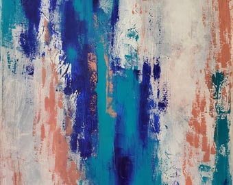 Frosty Winter Day contemporary abstract oil painting original on canvas 16x20 by Amanda Norman