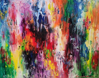 English Flower Garden #1 Abstract oil painting original On canvas 16x20 by Amanda Norman
