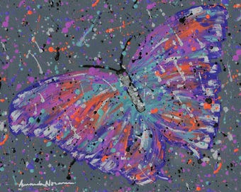 Colorful Butterfly Splash Paint Art Print by Amanda Norman