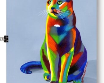 Colorful Cat Art Print: Abstract Kitten Reproduction by Amanda Norman